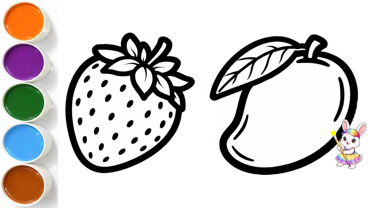 Fruit Drawing for Kids | Easy Fruits Drawing Tutorial | Simple Strawberry Sketch Art for Beginners