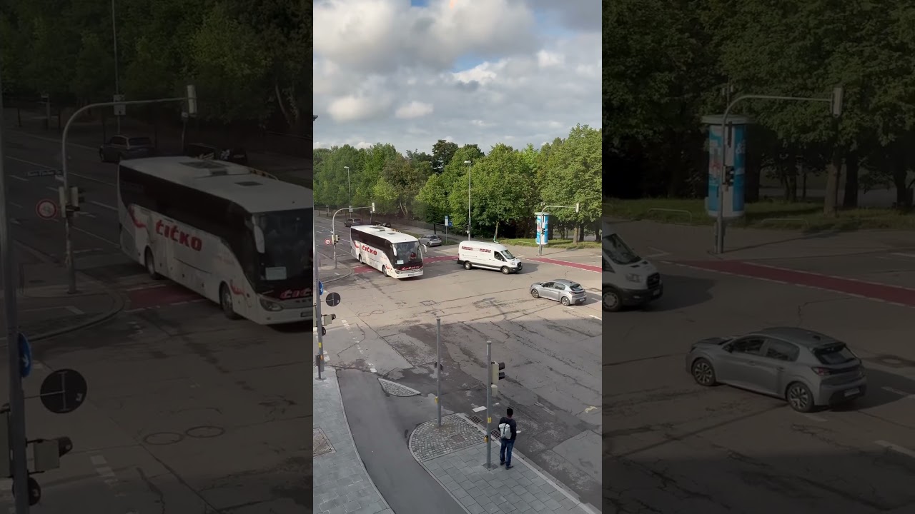 City intersection life in Europe #auto #road #city #car #bus #drive #intersection #driver #citylife