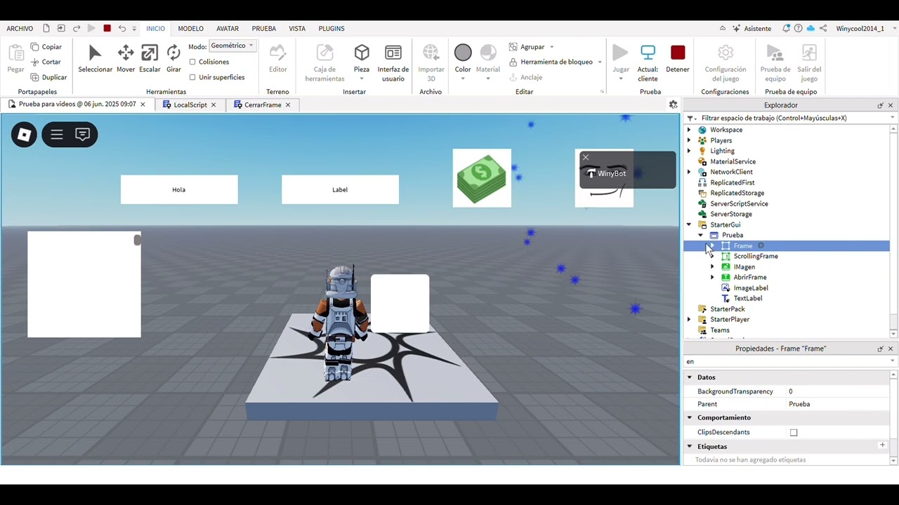 Aprende a usar GUI y la funci&oacute;n mousebutton1click #learncoding #roblox #robloxstudio