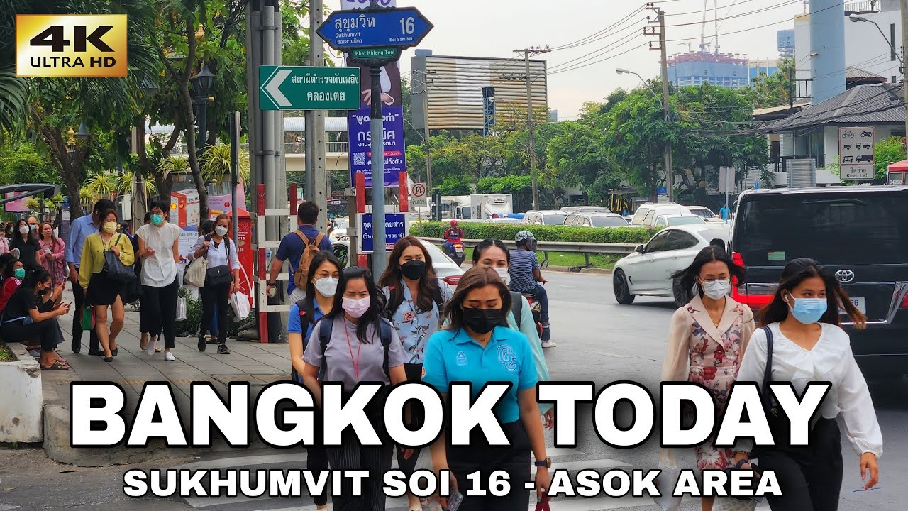 Bangkok Asok Area City Walk - Sukhumvit Soi 16 🇹🇭 THAILAND 4K