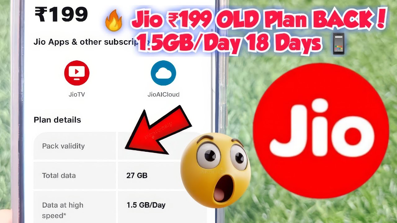 🔥 𝗝𝗶𝗼 ₹𝟭𝟵𝟵 𝗢𝗟𝗗 𝗣𝗹𝗮𝗻 𝗕𝗔𝗖𝗞! 𝟭.𝟱𝗚𝗕/𝗗𝗮𝘆 𝟭𝟴 𝗗𝗮𝘆𝘀 📱