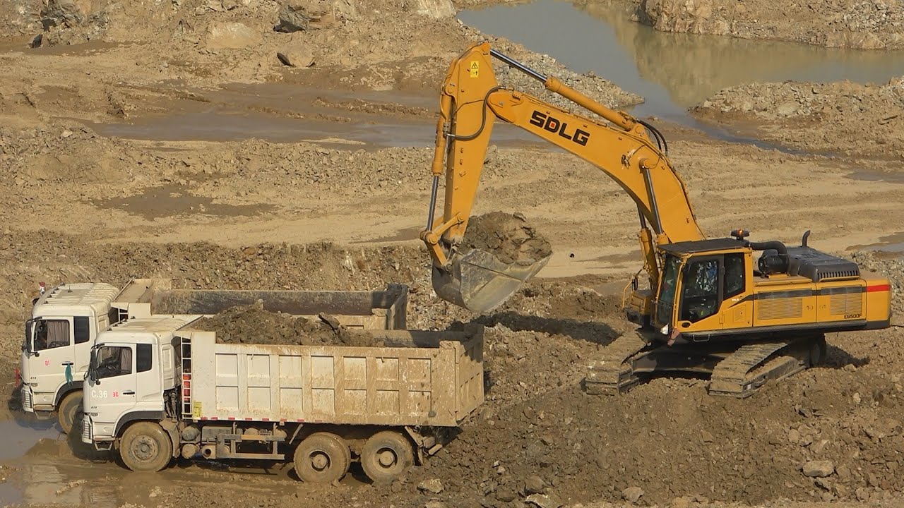 Super Power SDLG E6500F Excavator Digging Rock Loading Truck - អ៊ិចស្កាវ៉ាទ័រកាយថ្មដាក់ឡានបែន