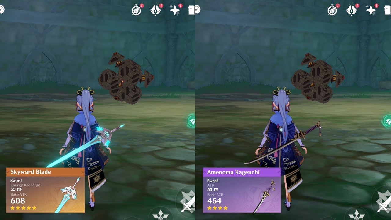 Ayaka C0 / Weapon comparison Skyward Blade VS Amenoma Kageuchi / Genshin impact