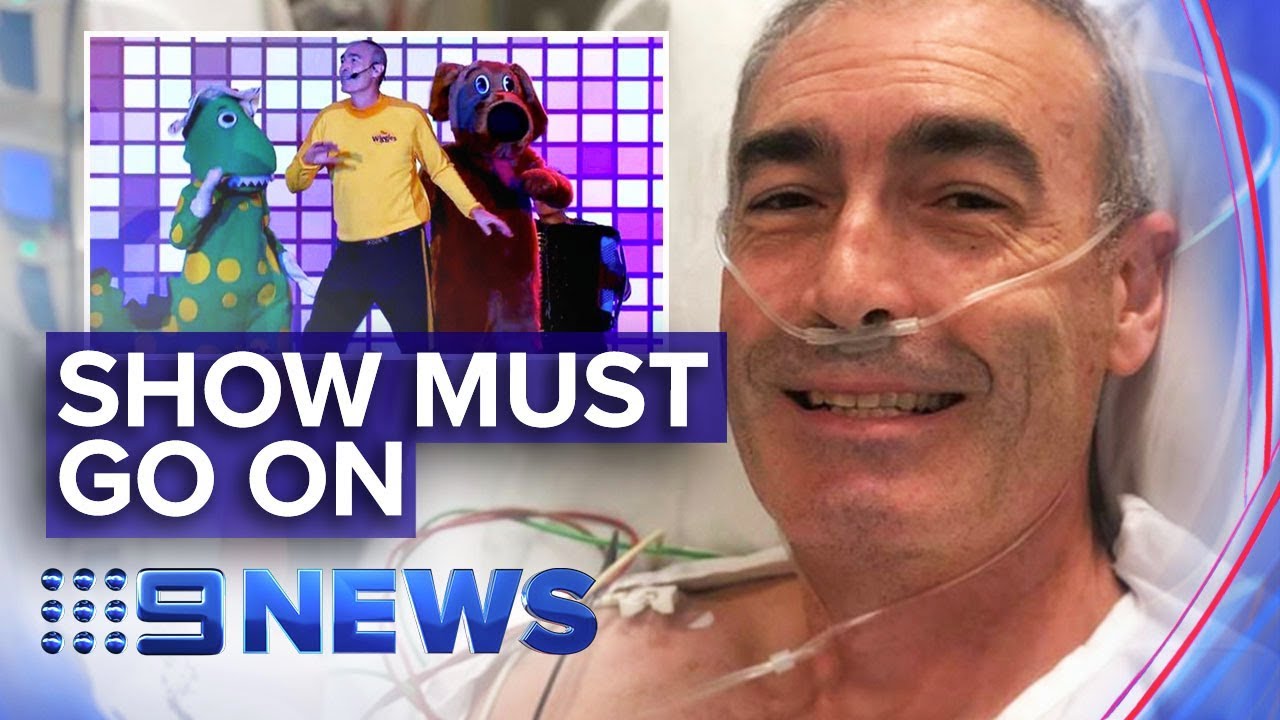 Yellow Wiggle collapses at bushfire relief concert | Nine News Australia