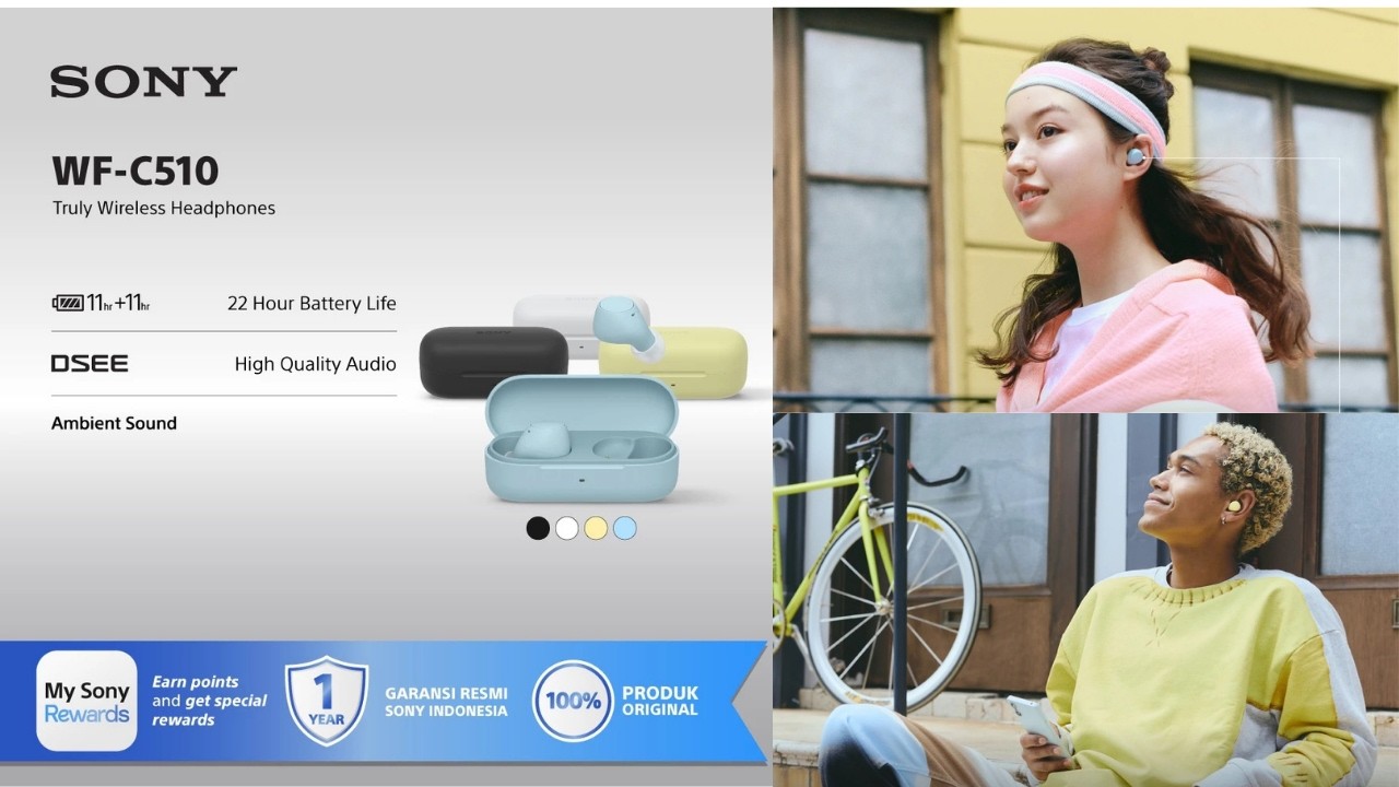 SONY WF-C510 Truly Wireless Earbuds | Bluetooth 5.0, 11H Battery & Ambient Sound
