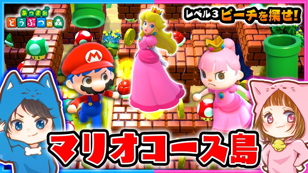 ピーチを見つけろ！あつ森でマリオコースのためだけに作られた島がすごすぎた！レベル３【あつ森】【マリオ家具/アスレチック】