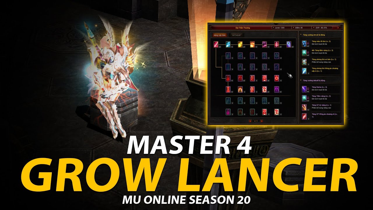 HƯỚNG DẪN CÁCH TĂNG MASTER 4 GROW LANCER THEO TỪNG GIAI ĐOẠN | MU ONLINE SEASON 20 | GAMETHUTP.NET