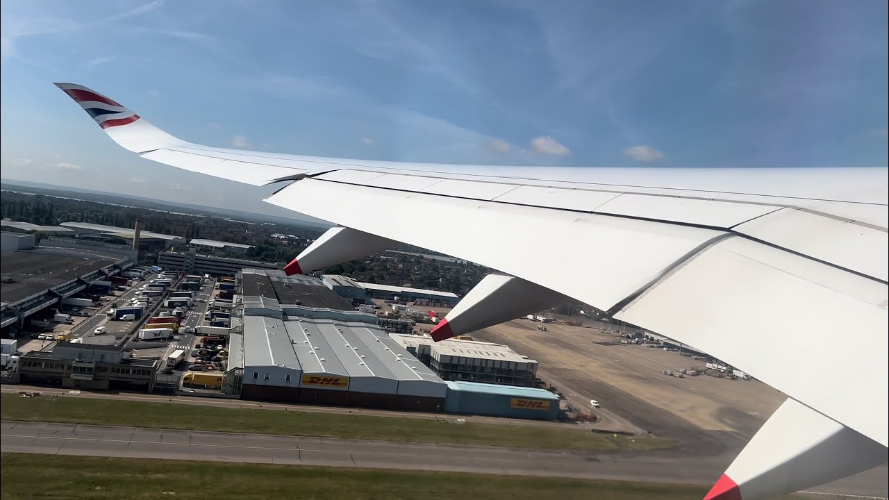 British Airways A350-1000 takeoff from London Heathrow Airport