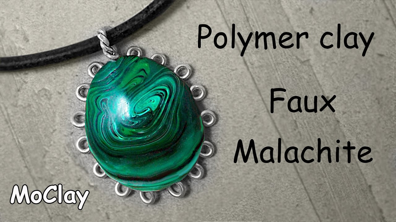 Faux Malachite polymer clay tutorial - cabochon frame.