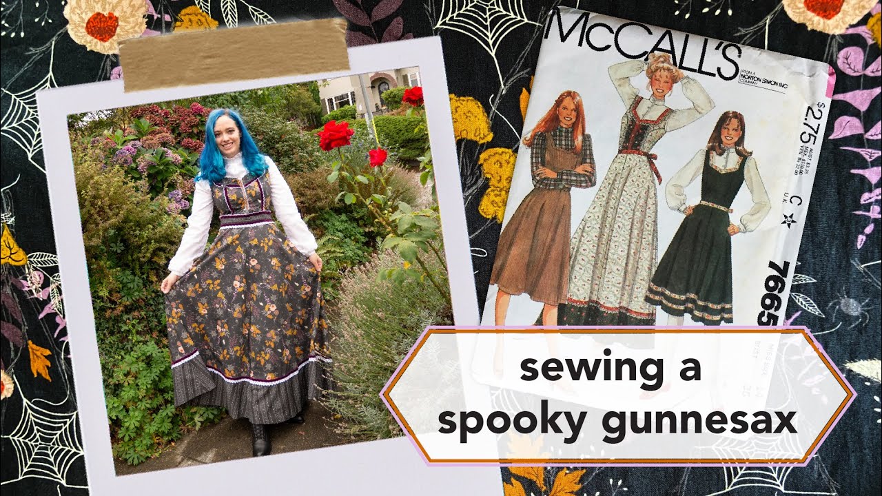 Sewing a halloween themed gunnesax for Gunne Sax-oween | Vintage sewing project + sew with me