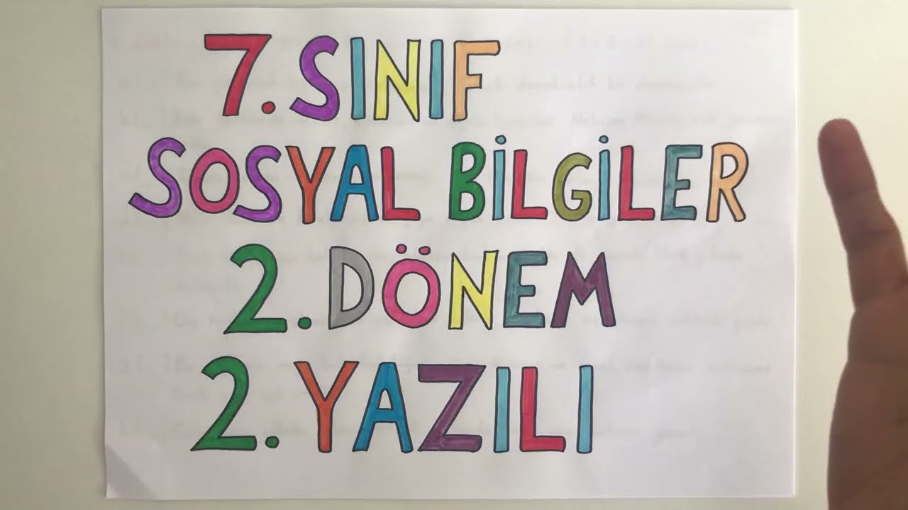 7. Sınıf Sosyal Bilgiler 2. Dönem 2. Yazılı