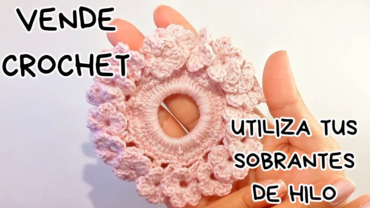 Vende crochet con sobras de hilo: Scrunchies de flores