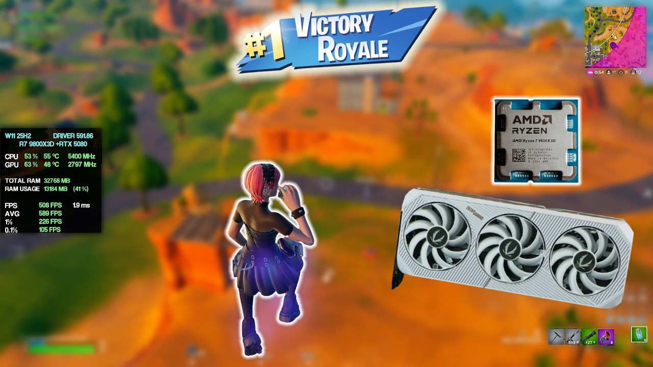 RYZEN 7 9800X3D + RTX 5080 | Fortnite | Ranked Reload Benchmark | 1440P Performance Mode