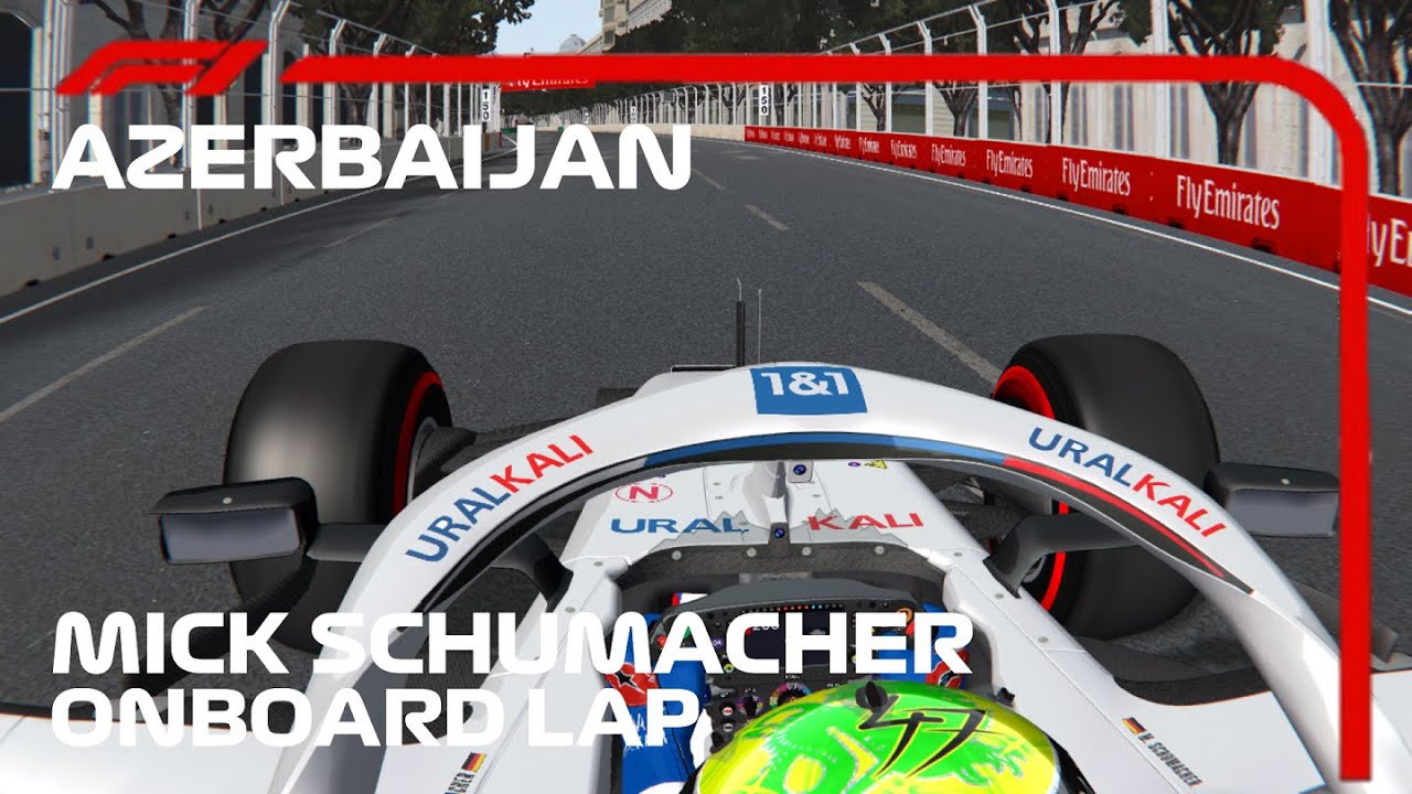 F1 2021 Mick Schumacher Onboard Lap Azerbaijan Baku Circuit | Rfactor F1 2021 (Rfactor TV HUD)