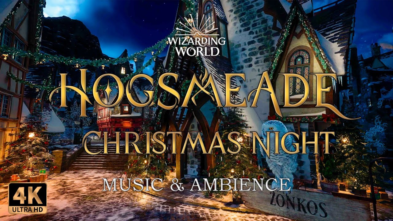 🎄Christmas Night Lights in Hogsmeade🎁| Harry Potter  Music & Ambience 4k