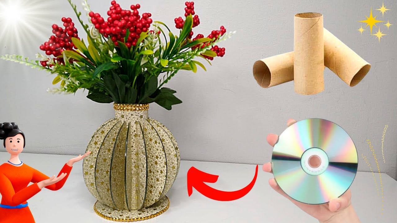 💡Ideia Brilhante Com CD e Rolo de Papel  - Artesanato Com CD