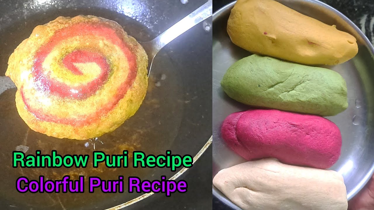 Rainbow Puri Recipe | Colourfull Rainbow Puri | How to Make Amazing Rainbow 🌈 Puri Snacks for Kids 