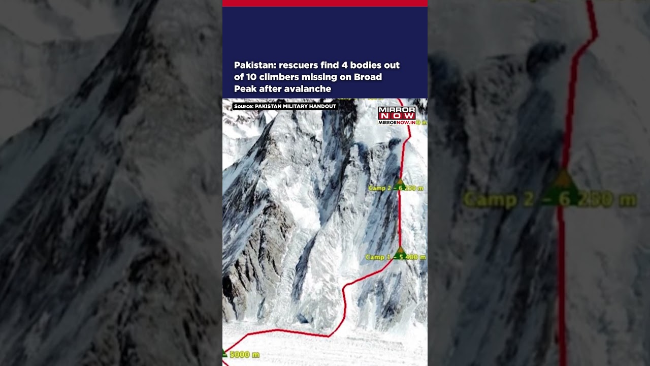 Pakistan: Rescuers Find 4 Bodies Out Of 10 Climbers Missing On Broad Peak After Avalanche #shorts