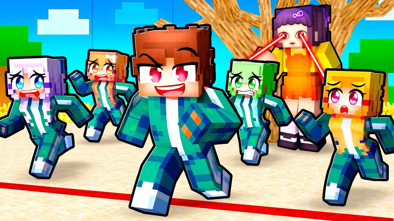 Playing SQUID GAME In Minecraft With MY CRAZY FAN GIRLS...