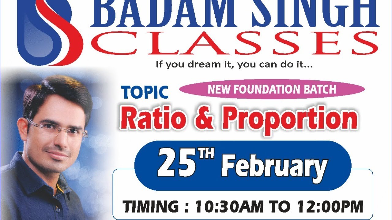 RATIO CLASS-1 | MATH SPECIAL B01 | BADAM SINGH CLASSES | DEMO CLASS