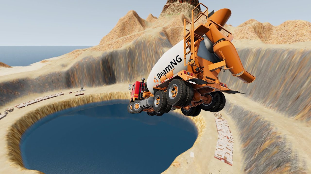 Автомобиль против бассейна: Прыжок со скалы | BeamNG Drive