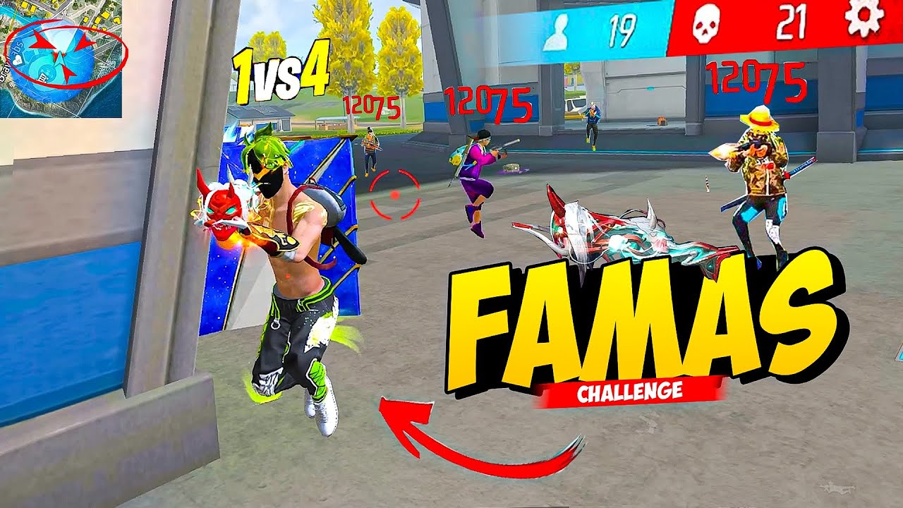 Only Famas Challenge 🔥 Op Solo vs Squad Gameplay 🎯 Free Fire