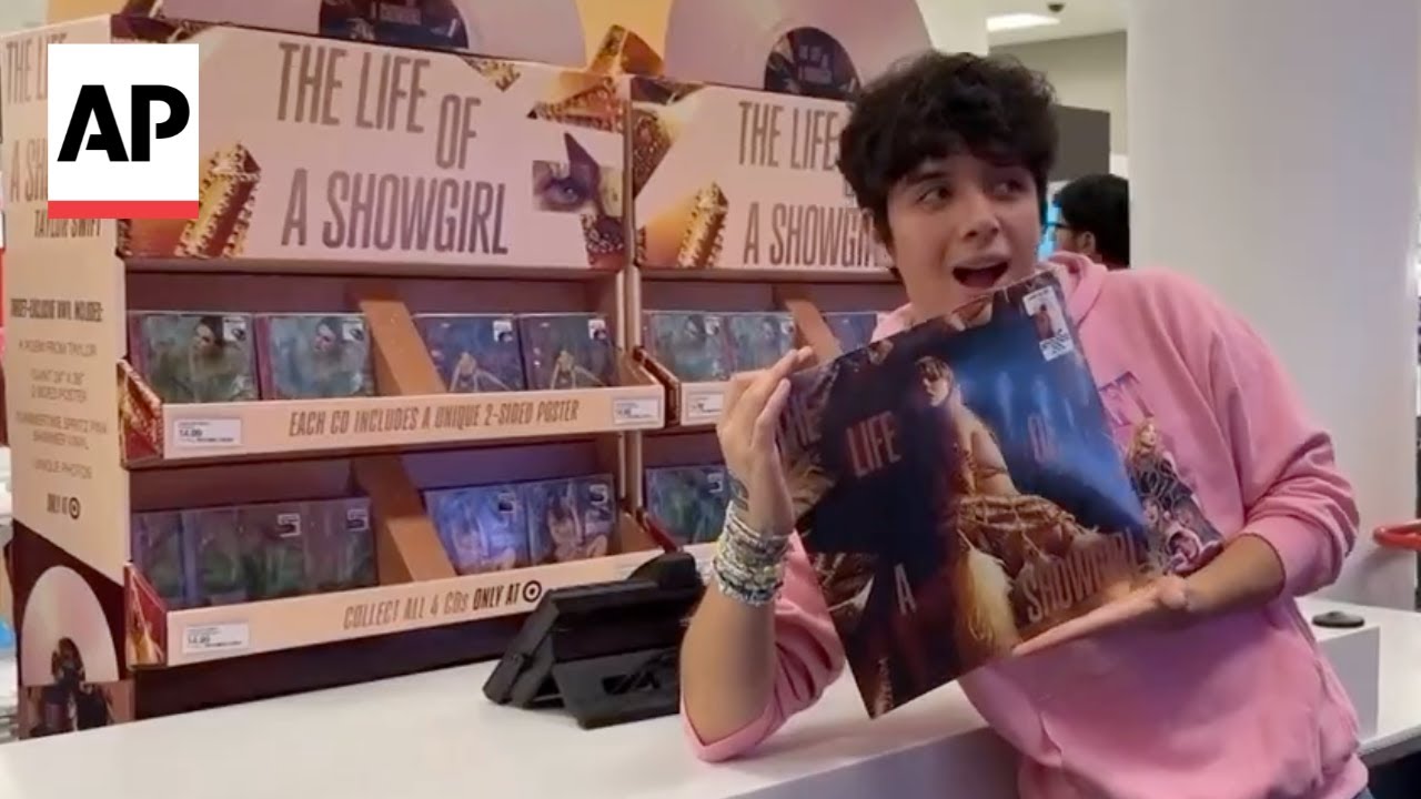Taylor Swift fans in LA line up at midnight for 'The Life of a Showgirl'