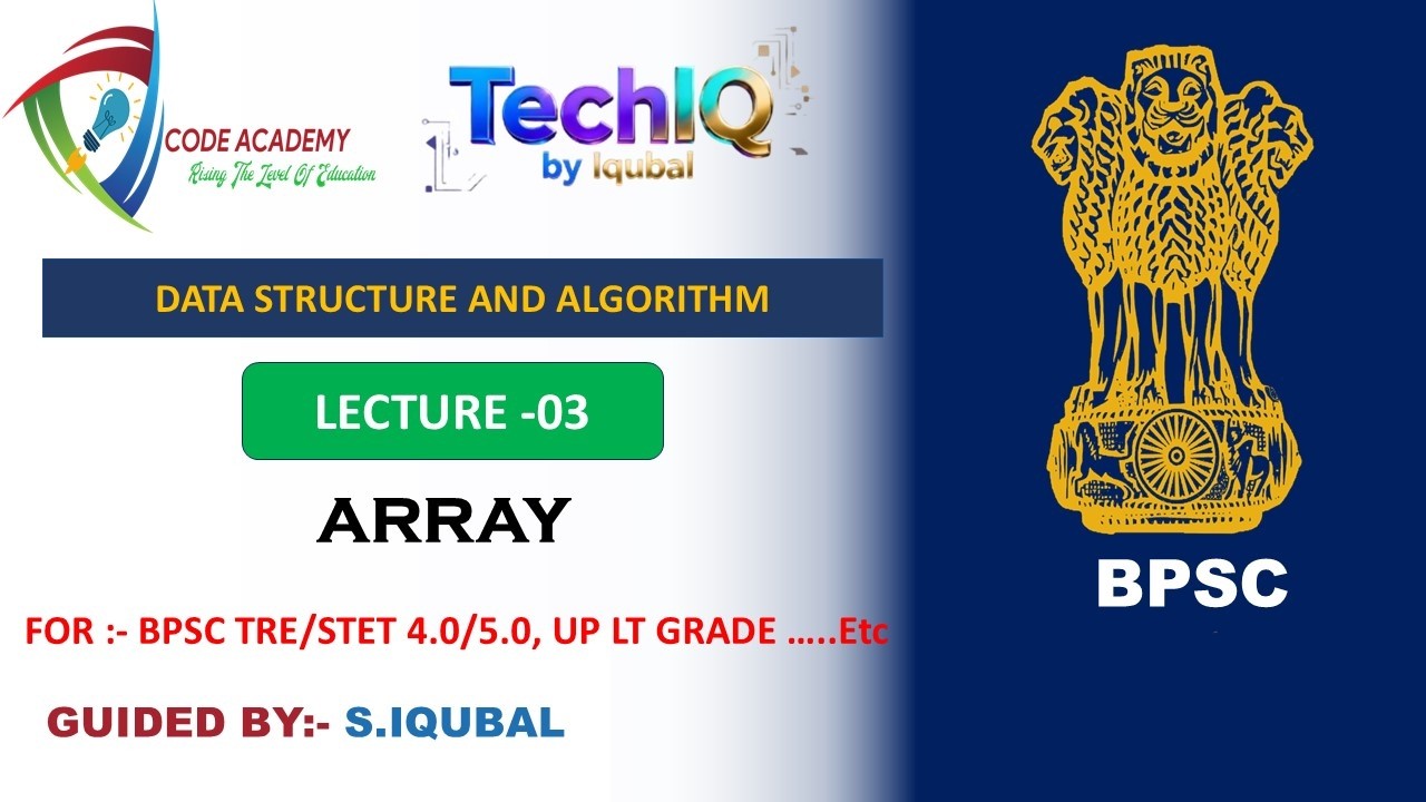 BPSC TRE 4.0/5.0: DSA Array (Part 1) | Lecture 3 | Computer Science (Hindi/English)