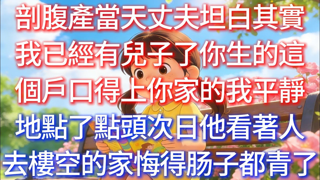 剖腹產當天，丈夫坦白：其實我已經有兒子了，你生的這個，戶口得上你家的。我平靜地點了點頭，次日他看著人去樓空的家，悔得肠子都青了