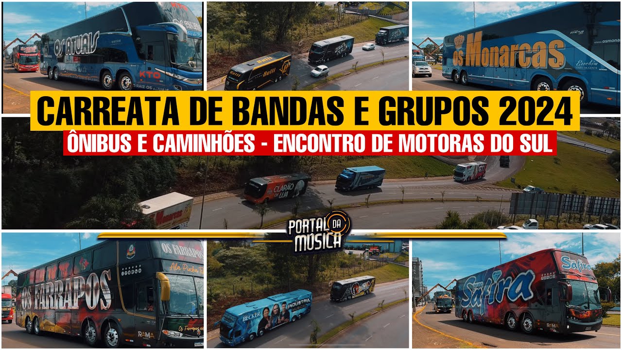 Carreata de Bandas e Grupos | Encontro de Motoras do Sul 2024 - Ônibus e Caminhões