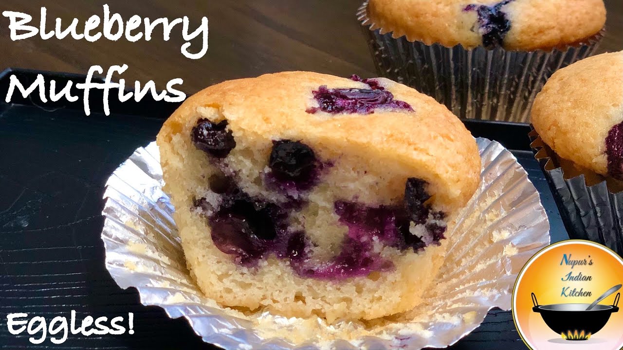 Eggless Blueberry Muffins recipe/How to make eggless blueberry muffins/Blueberry muffins with yogurt