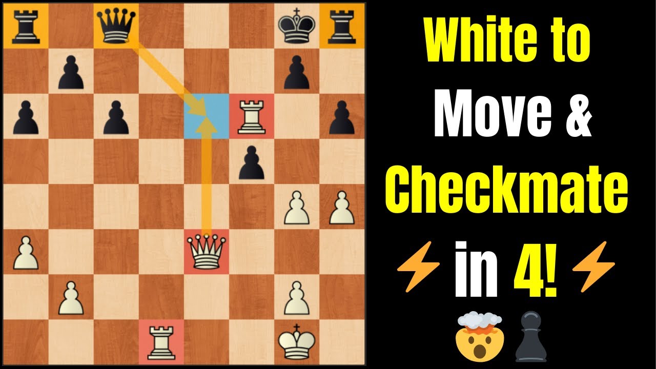 Brilliant Chess Puzzle! White to Move & Win in Just 4 Moves! ♟🔥