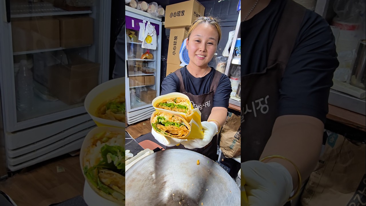 Korean Street Jianbing Crispy Chinese Style Egg Crepe Wrap #streetfood #southkorea #mukbang