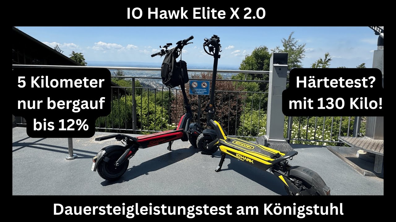 IO Hawk Elite X 2.0 - Dauer-Steigungstest am Königstuhl mit 130 Kilo Zuladung!!!