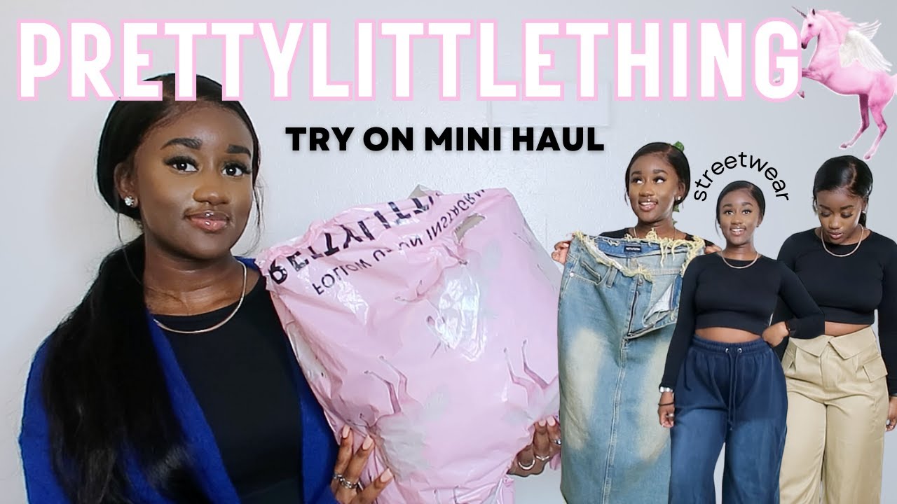 prettylittlething mini haul spring/summer 2023 | streetwear, joggers, denim skirt, cargo pants