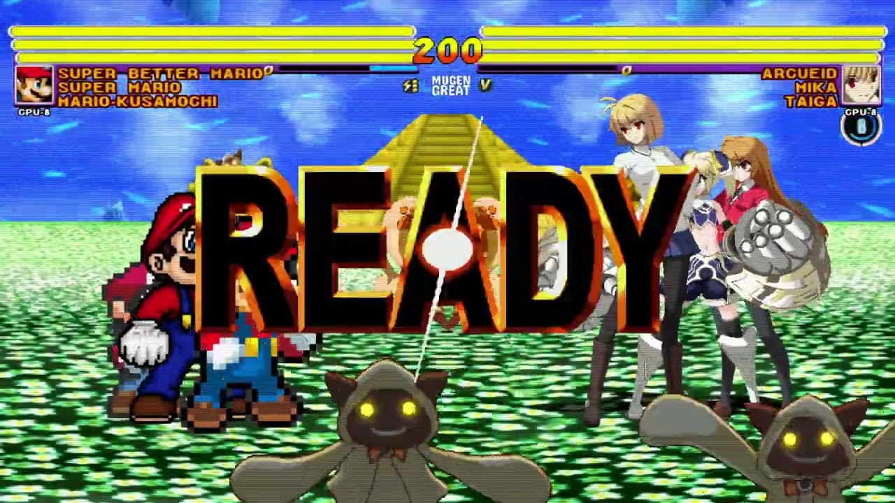 [Mugen GAME] Super Better Mario, Mario Poyochan, Mario Kusamochi VS Arcueid, Mika ,Taiga