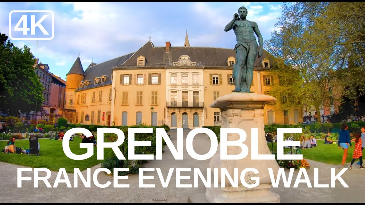 [4K] A Virtual Walk Around Grenoble, France in the evening