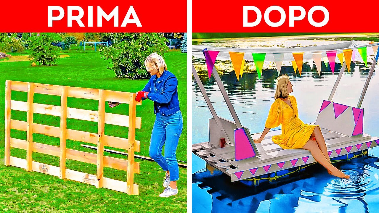 Incredibile zattera fai-da-te realizzata con un enorme pallet