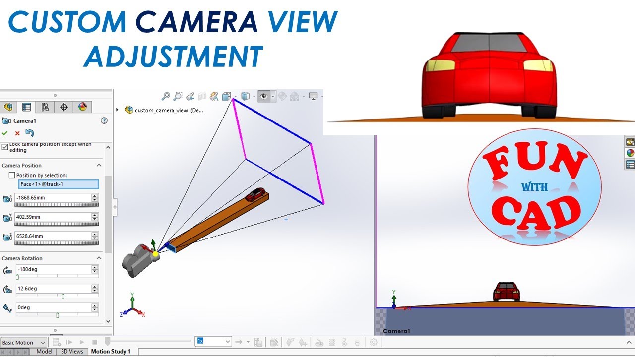 Learn custom CAMERA VIEW manual adjustment  | SolidWORKS Assembly tutorial | Basic Motion Animation