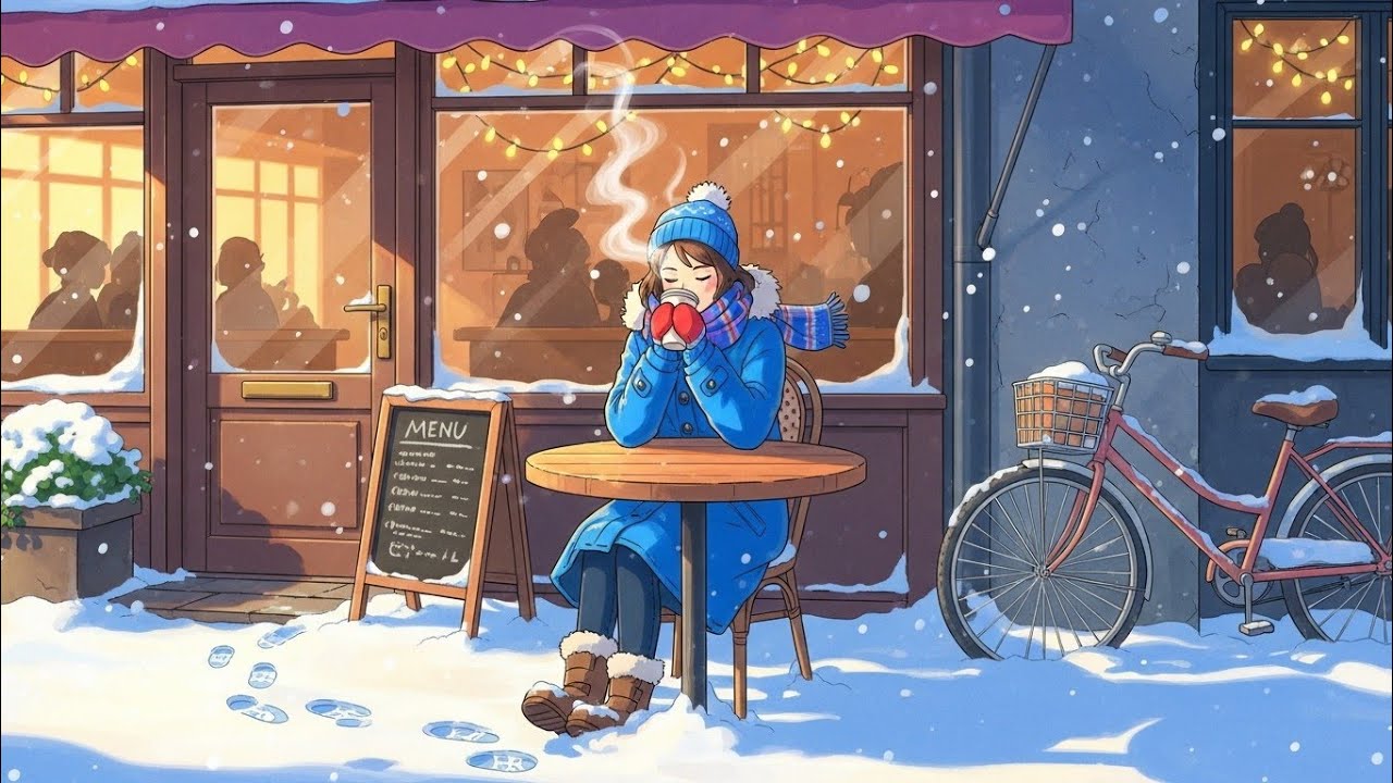 Ghibli Coffee Shop - Quiet Time in Winter Days | Cozy Winter ASMR 