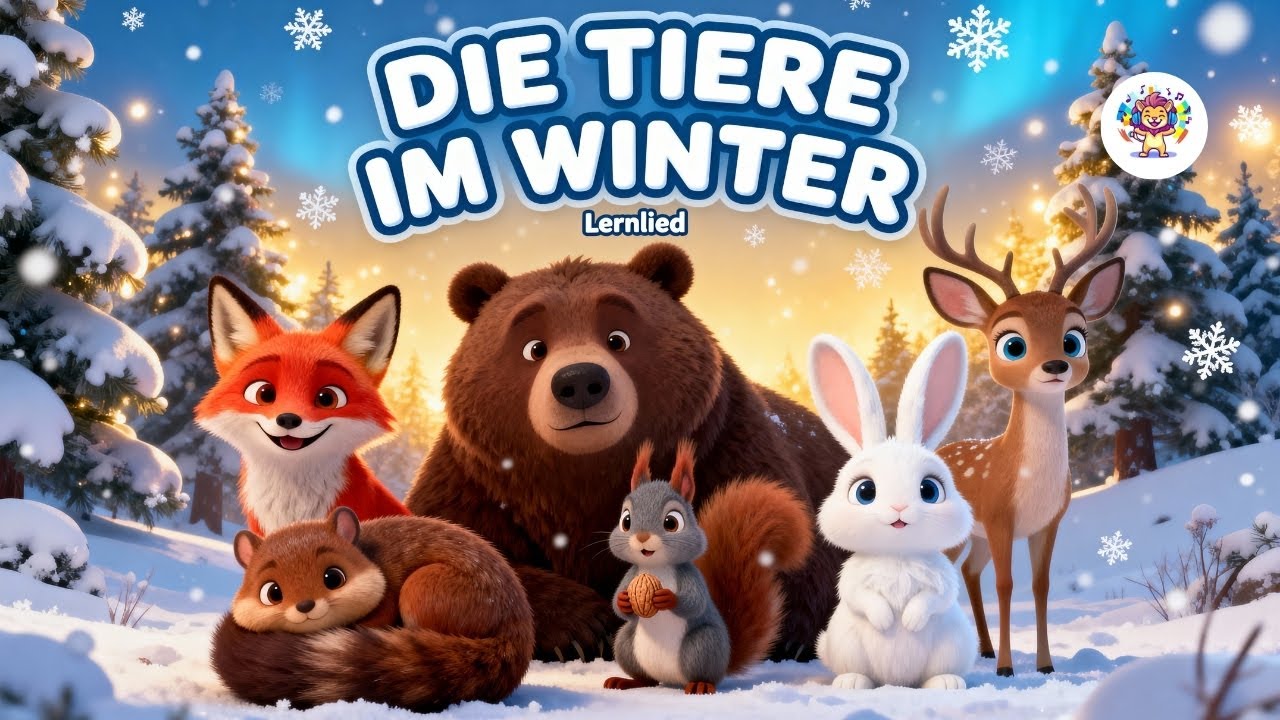 Tiere im Winter Kinderlied 🦔❄️ Igel, B&auml;r & Eichh&ouml;rnchen | Lernlied f&uuml;r Kinder
