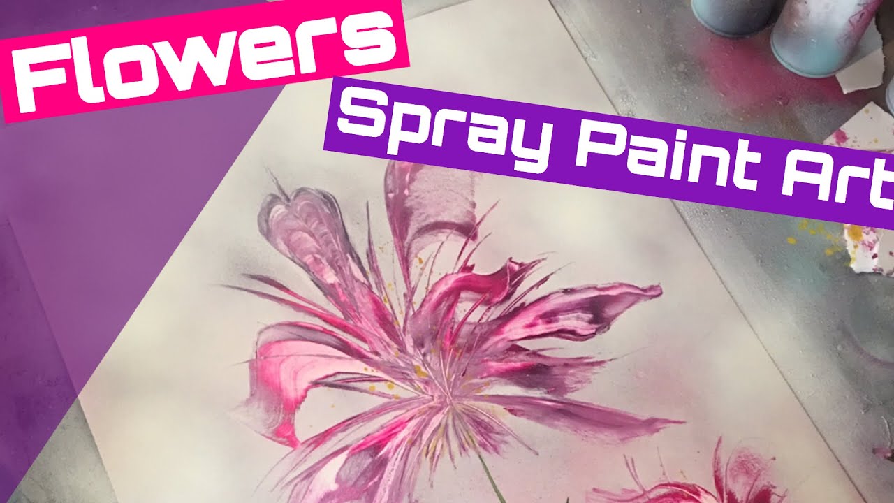 Purple Flowers Spray Paint Art