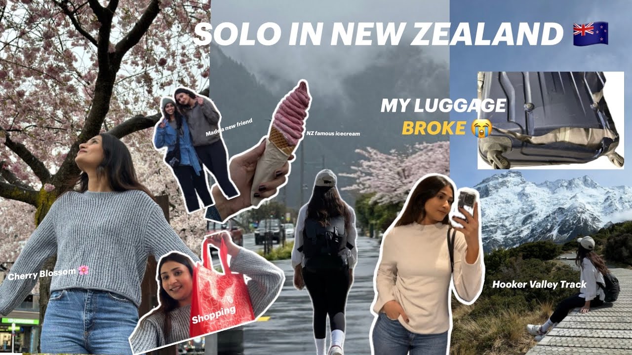 Solo in New Zealand 🇳🇿 | My Luggage Broke, Hooker Valley Track & Queenstown Shopping (Vlog 1)