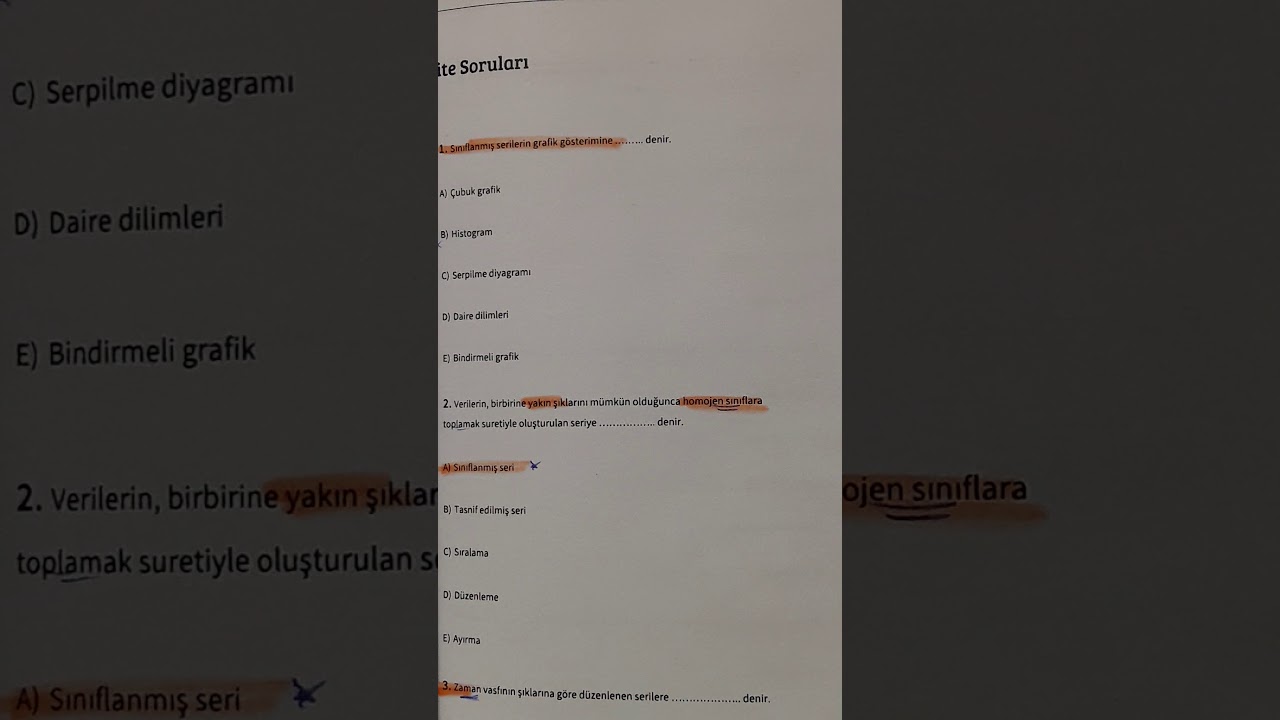 AUZEF  İstatistik 1- 7 Ünite Sonu Soruları