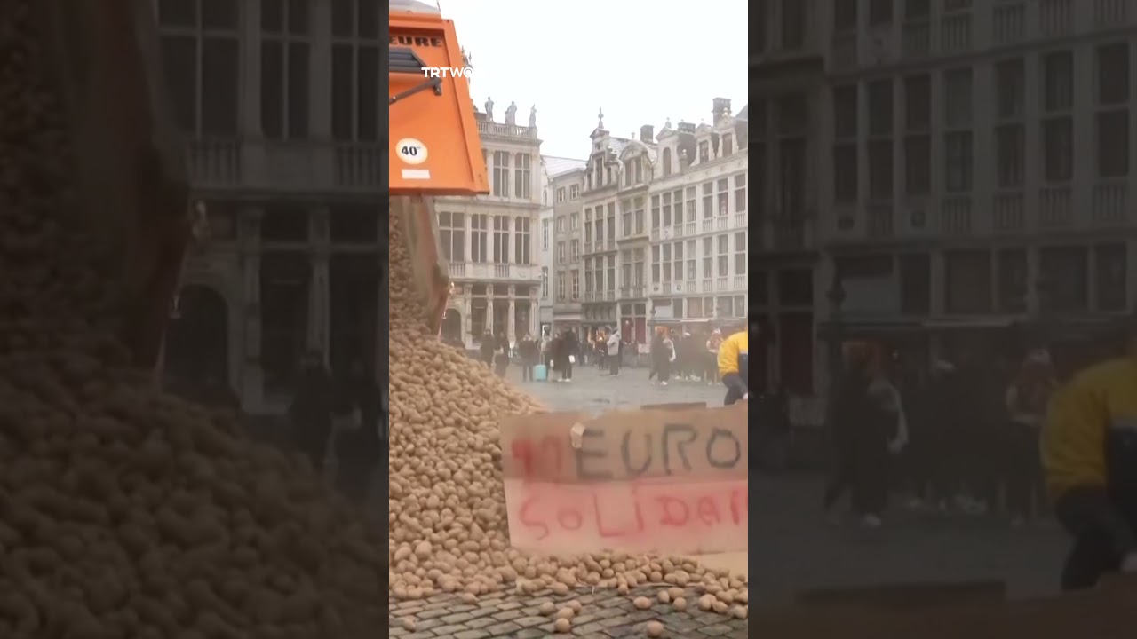 Brussels farmers dump potatoes in Grand Place protest over EU Mercosur deal