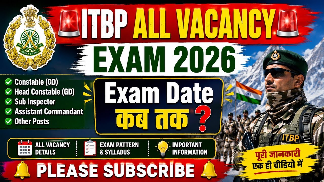 ITBP All Vacancy Exam 2026🎯| Exam Date कब आएगी Latest Update | itbp driver Exam ✅ | ITBP Cook exam