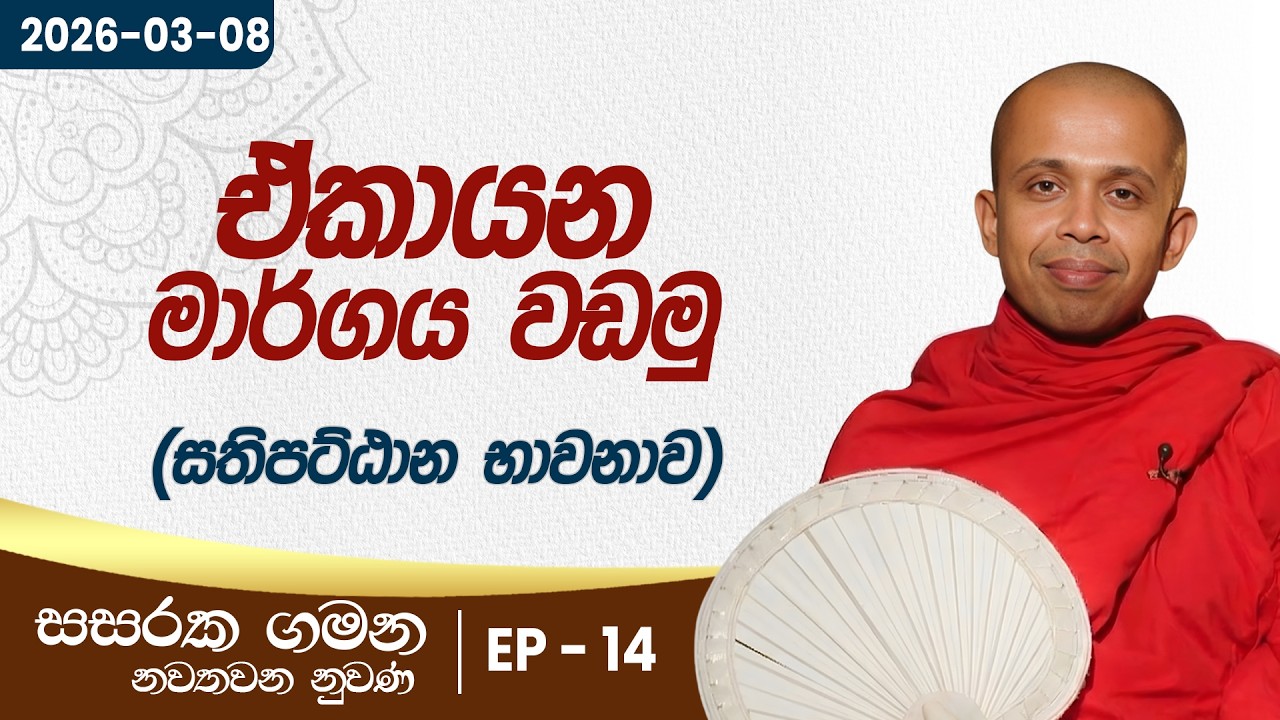 14. ඒ්කායන මාර්ගය වඩමු (සතිපට්ඨාන භාවනාව) | සසරක ගමන නවතන නුවණ | 2026-03-08
