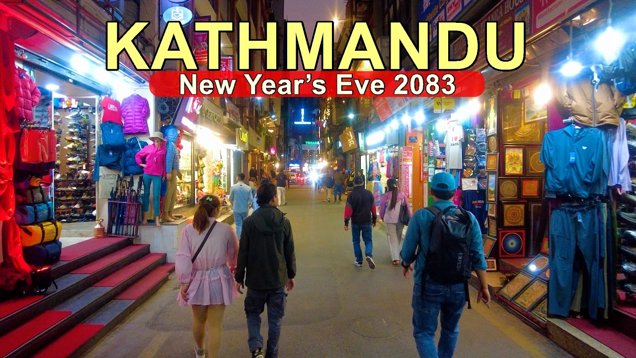 🇳🇵 Nepalese NEW YEAR'S EVE 2083 in Kathmandu 🇳🇵 - 4K Night Walk around THAMEL