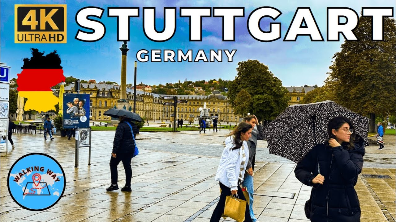 Stuttgart, Germany Rainy Walk 🌨☂ - 4K 60fps with Immersive Sound & Captions