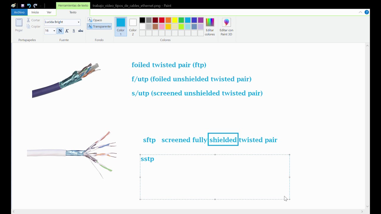 Tipos de cables Ethernet, utp, stp, ftp, sftp